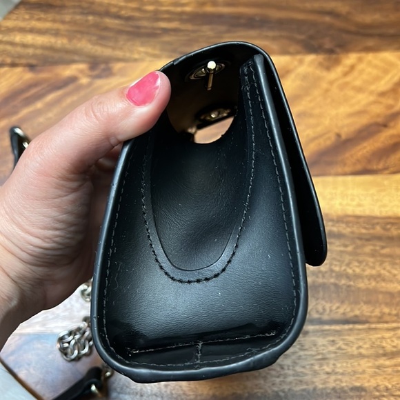 ZAC POSEN SMALL BLACK LEATHER & METAL CHAIN CROSSBODY SHOULDER BAG - Picture 10 of 16